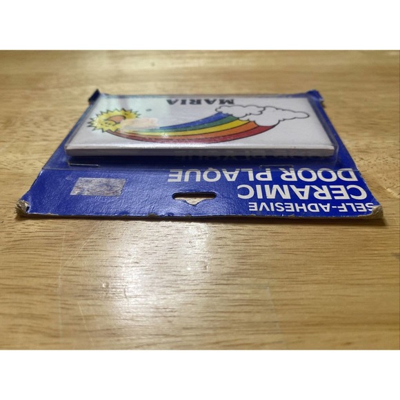VINTAGE/RETRO MARIA RAINBOW&SUN NEW DEAD STOCK CERAMIC DOOR NAME PLAQUE 1984!! - Picture 7 of 12